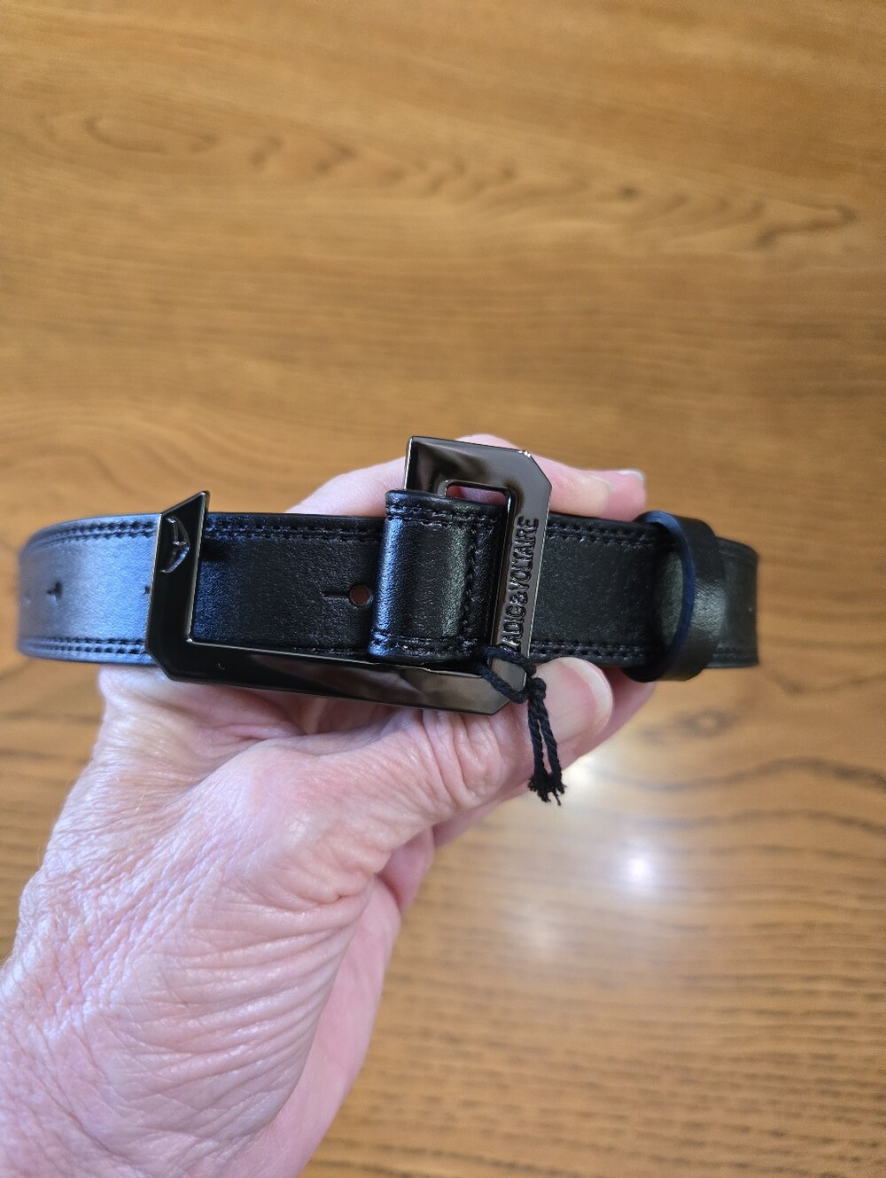 Zadig & Voltaire Women's Black Leather Belt, Black Hardware, Sz 1 36" NWT